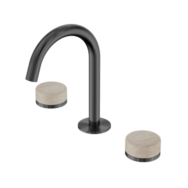 Nero Serenity Basin Set Arc Spout Rome Travertine Handle GM