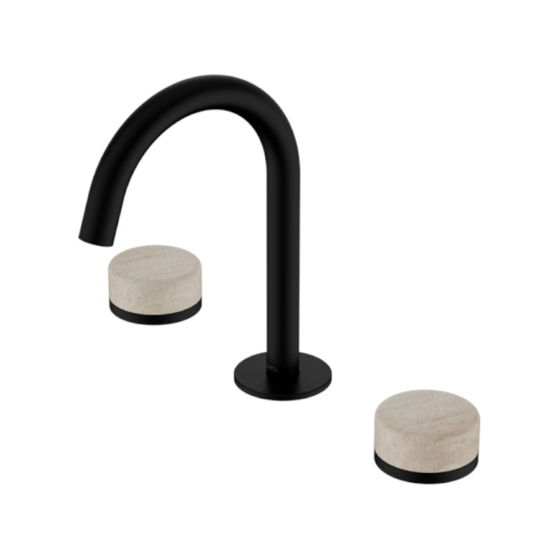 Nero Serenity Basin Set Arc Spout Rome Travertine Handle MB