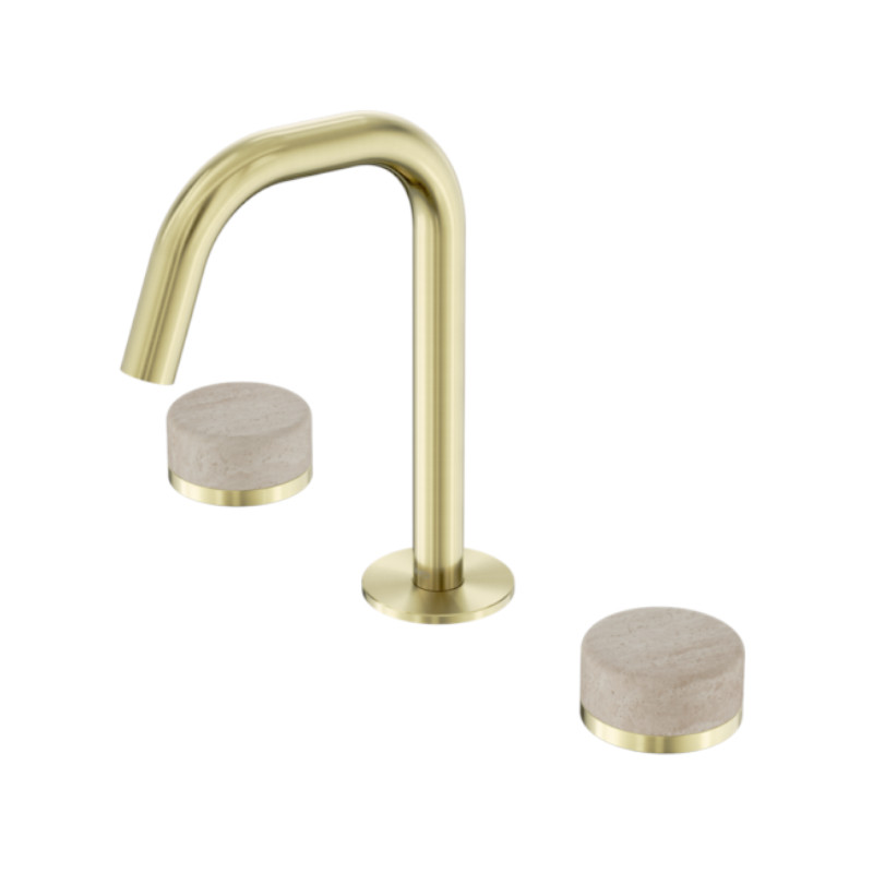 Nero Serenity Basin Set Edge Spout Rome Travertine Handle BG