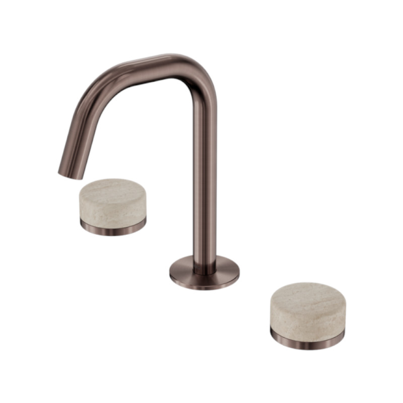 Nero Serenity Basin Set Edge Spout Rome Travertine Handle BZ