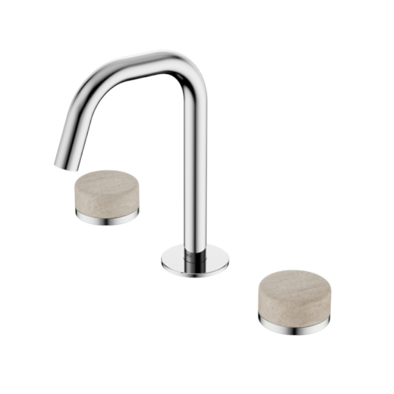Nero Serenity Basin Set Edge Spout Rome Travertine Handle CH