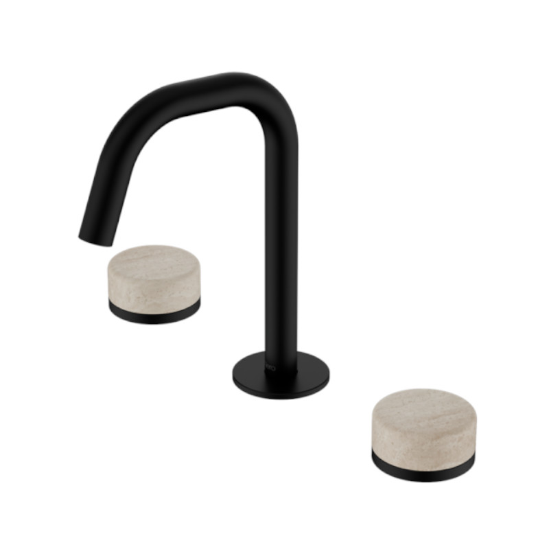 Nero Serenity Basin Set Edge Spout Rome Travertine Handle MB