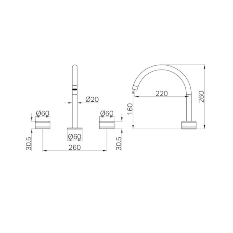 Nero Serenity Bath/Kitchen Set Arc Spout Arabescato Corchia Handle specs