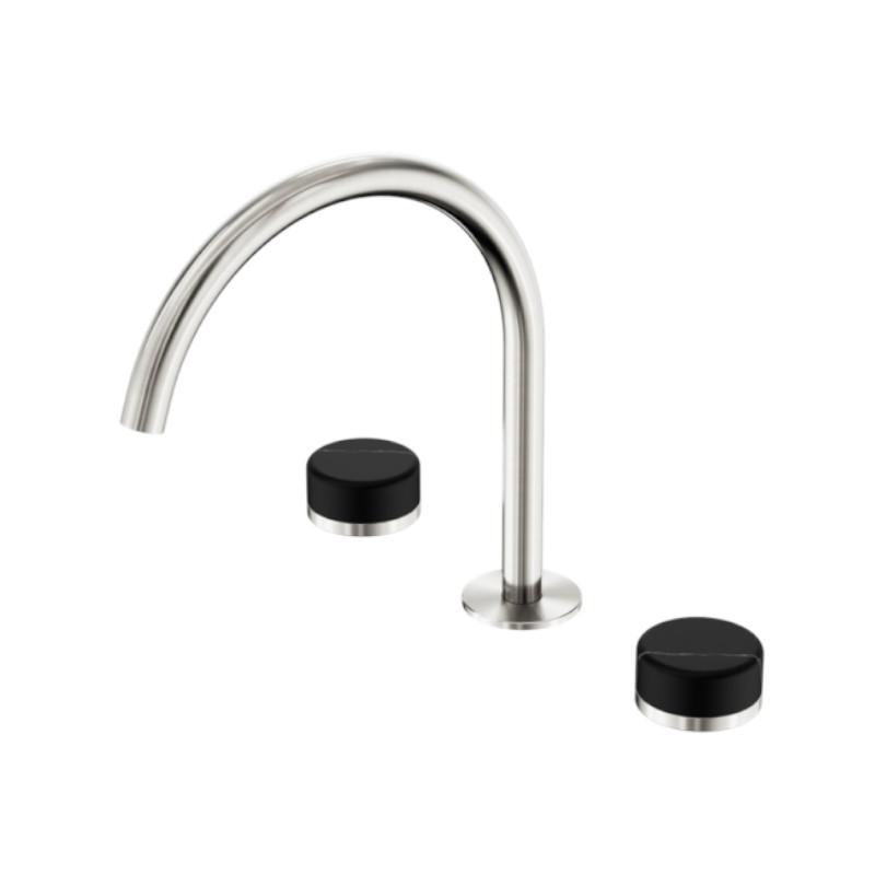 Nero Serenity Bath/Kitchen Set Arc Spout Marquina Black Handle BN