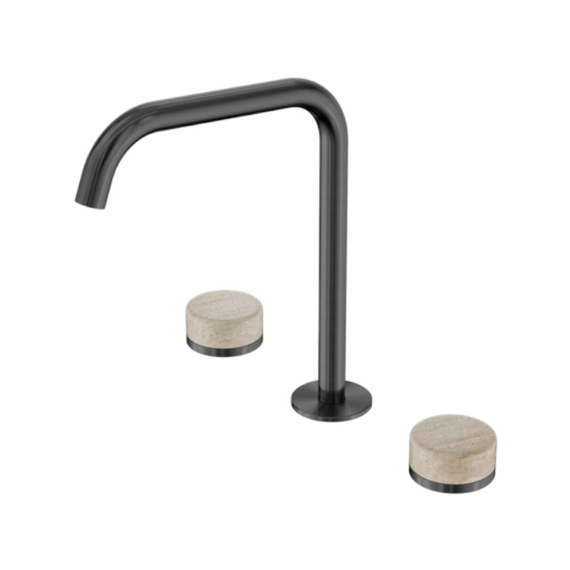 Nero Serenity Bath/Kitchen Set Edge Spout Rome Travertine Handle GM