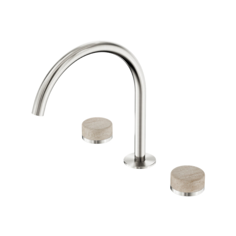 Nero Serenity Bath/Kitchen Set Arc Spout Rome Travertine Handle BN