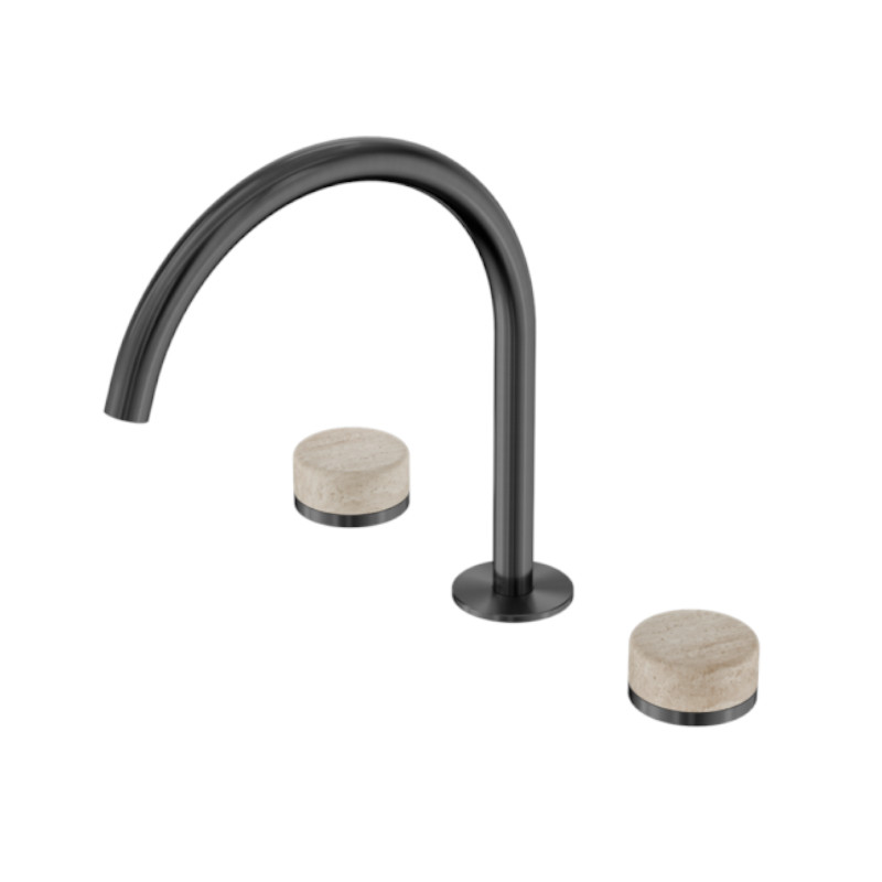 Nero Serenity Bath/Kitchen Set Arc Spout Rome Travertine Handle GM