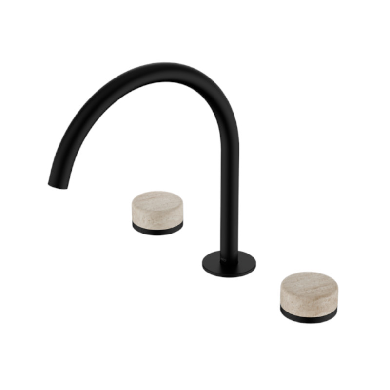 Nero Serenity Bath/Kitchen Set Arc Spout Rome Travertine Handle MB