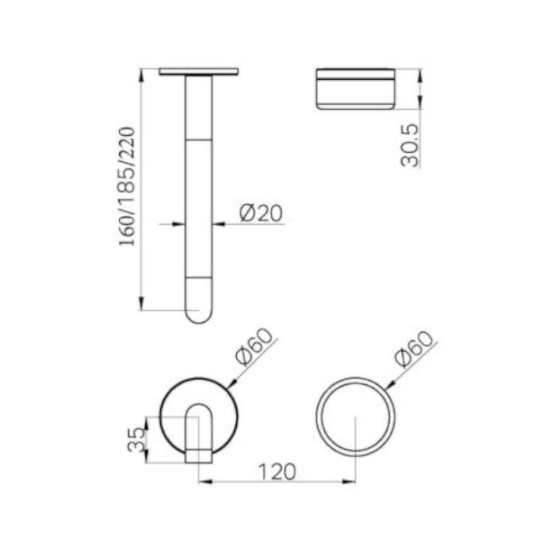 Nero Serenity Progressive Basin Set 160mm Spout Rome Travertine Handle Trim Kit Only