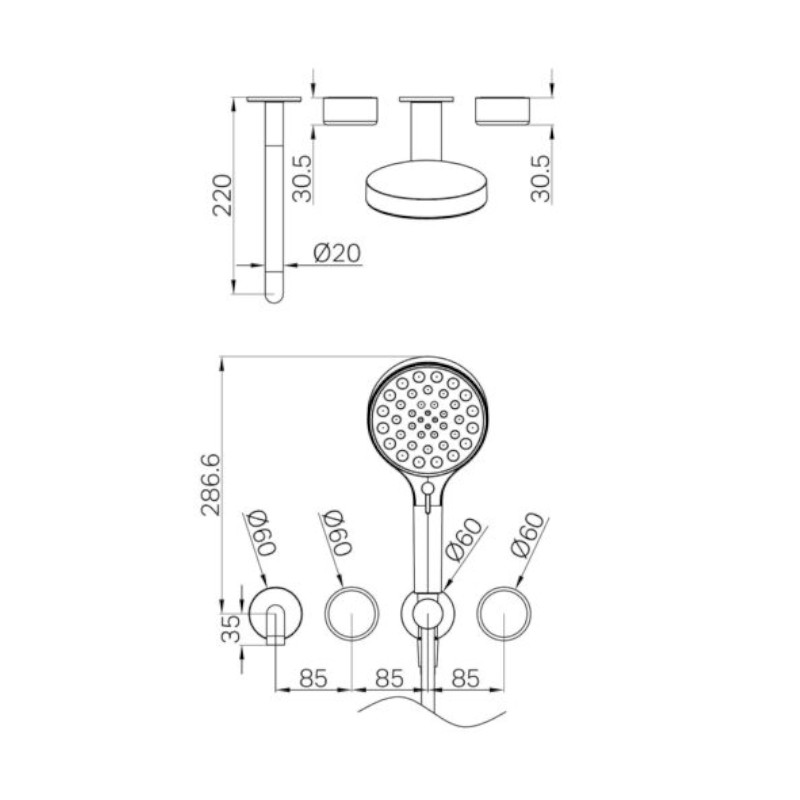 Nero Serenity Progressive Shower System Metal Handle Trim Kit Only