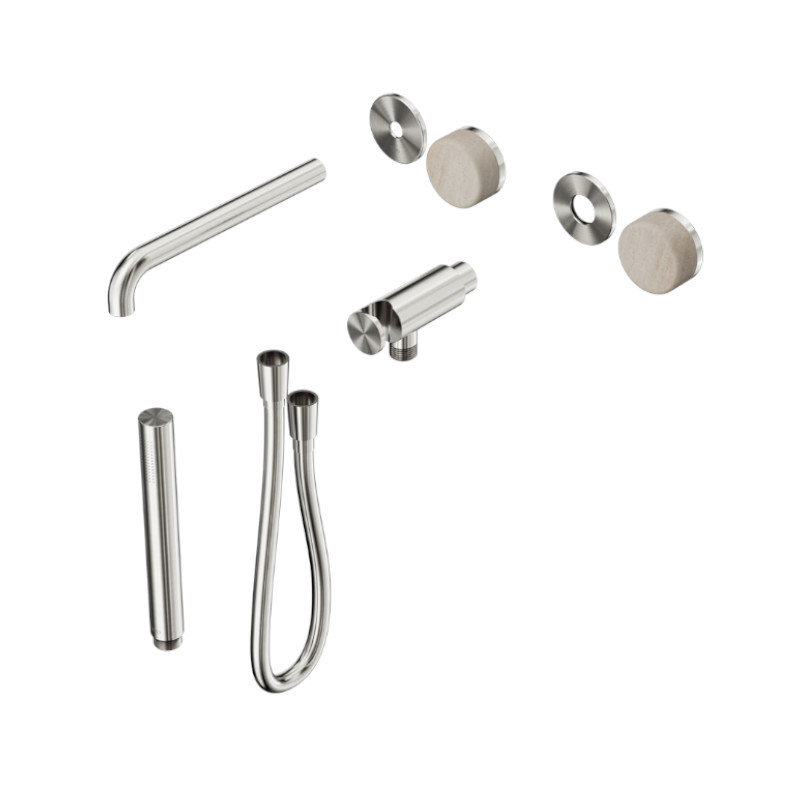 Nero Serenity Progressive Shower System Spout Rome Travertine Handle And Slim Shower Trim Kit Only BN