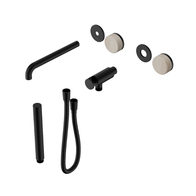 Nero Serenity Progressive Shower System Spout Rome Travertine Handle And Slim Shower Trim Kit Only MB