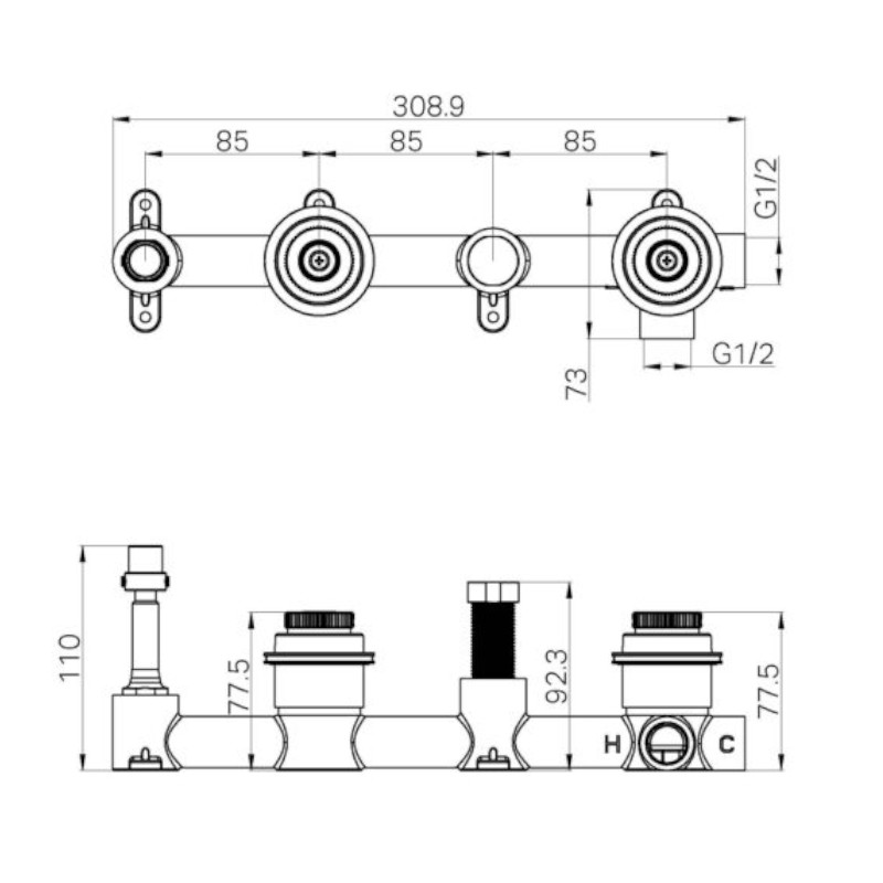 Nero Serenity Shower System Spout Body Only specs