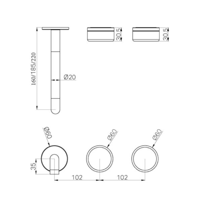 Nero Serenity Wall Basin Set 160mm Off-Set Carrara Handle Trim Kit Only specs