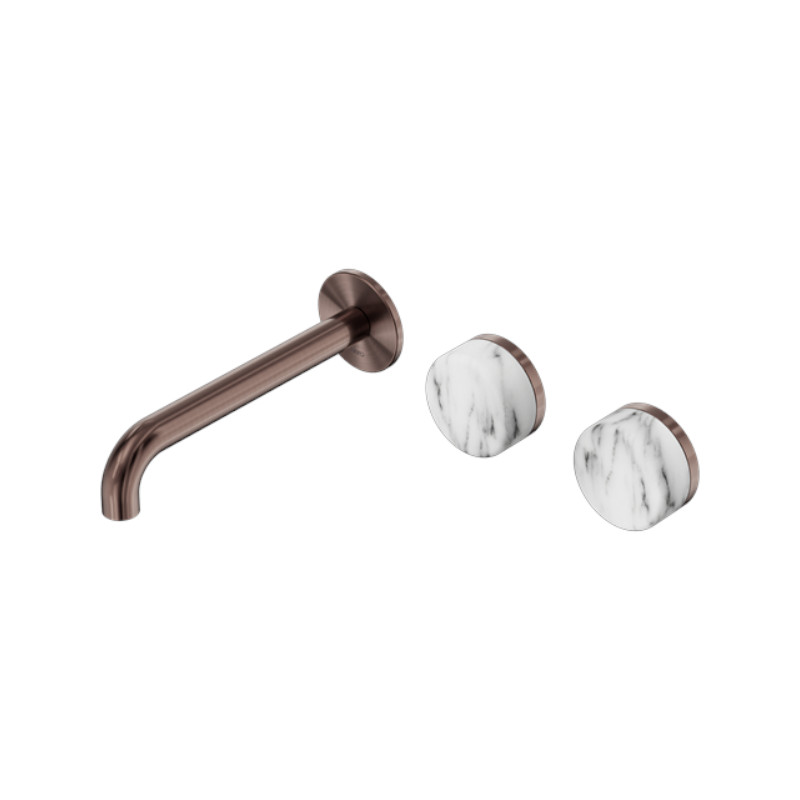 Nero Serenity Wall Basin Set 160mm Offset Spout Arabescato Corchia Handle BZ