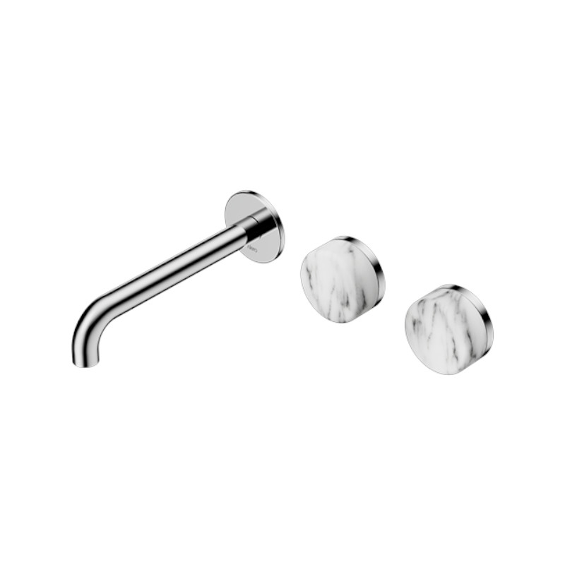 Nero Serenity Wall Basin Set 160mm Offset Spout Arabescato Corchia Handle CH