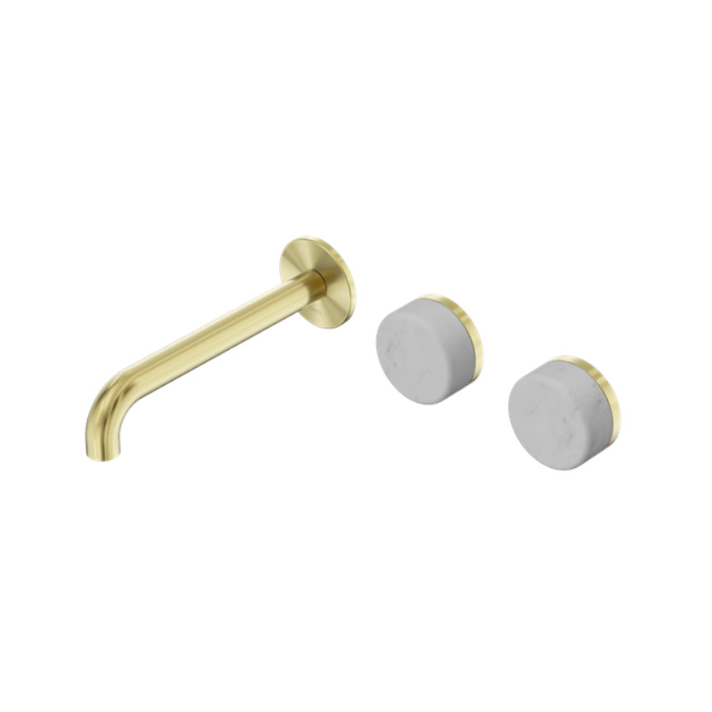 Nero Serenity Wall Basin Set 160mm Offset Spout Carrara Handle BG