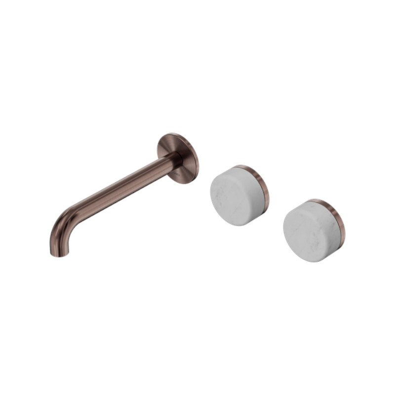 Nero Serenity Wall Basin Set 160mm Offset Spout Carrara Handle BZ