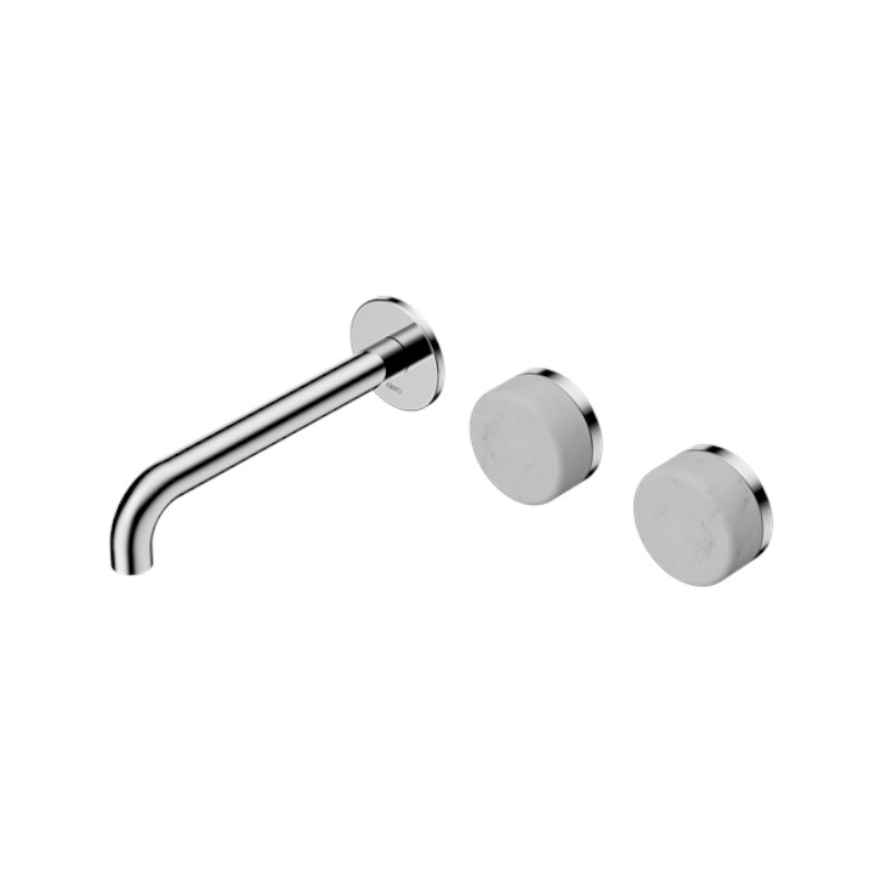 Nero Serenity Wall Basin Set 160mm Offset Spout Carrara Handle CH
