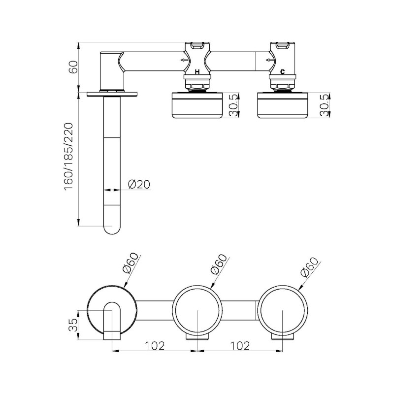 Nero Serenity Wall Basin Set 160mm Offset Spout Metal Handle specs