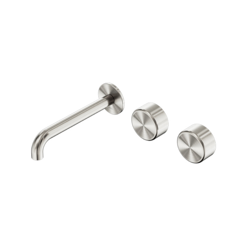 Nero Serenity Wall Basin Set 160mm Offset Spout Metal Handle BN