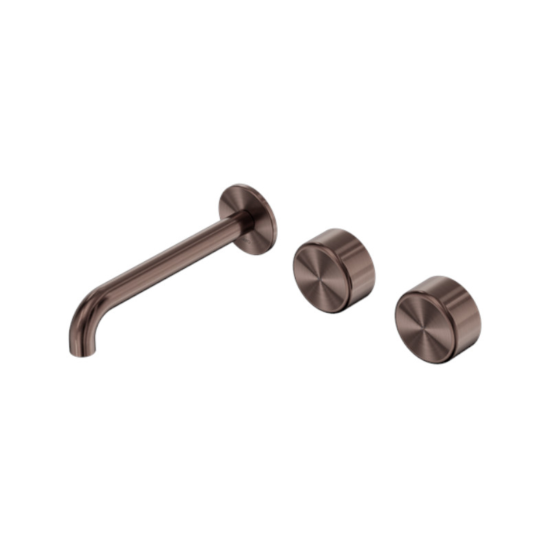 Nero Serenity Wall Basin Set 160mm Offset Spout Metal Handle BZ
