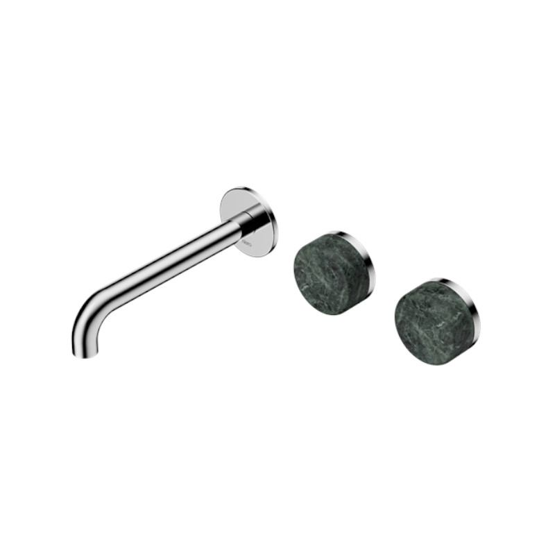 Nero Serenity Wall Basin Set 160mm Offset Spout Verde Alpi Handle CH