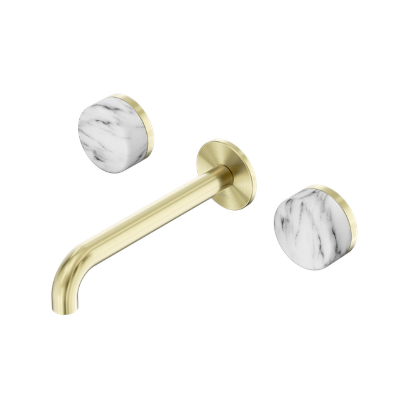 Nero Serenity Wall Basin Set 160mm Spout Arabescato Corchia Handle BG