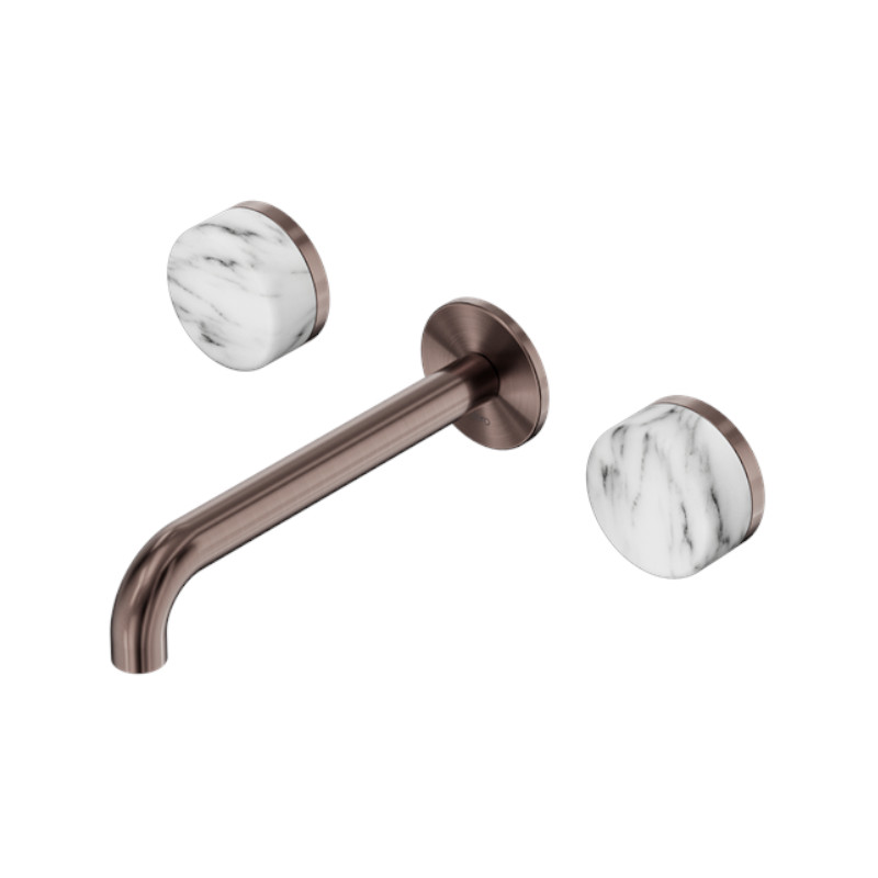 Nero Serenity Wall Basin Set 160mm Spout Arabescato Corchia Handle BZ