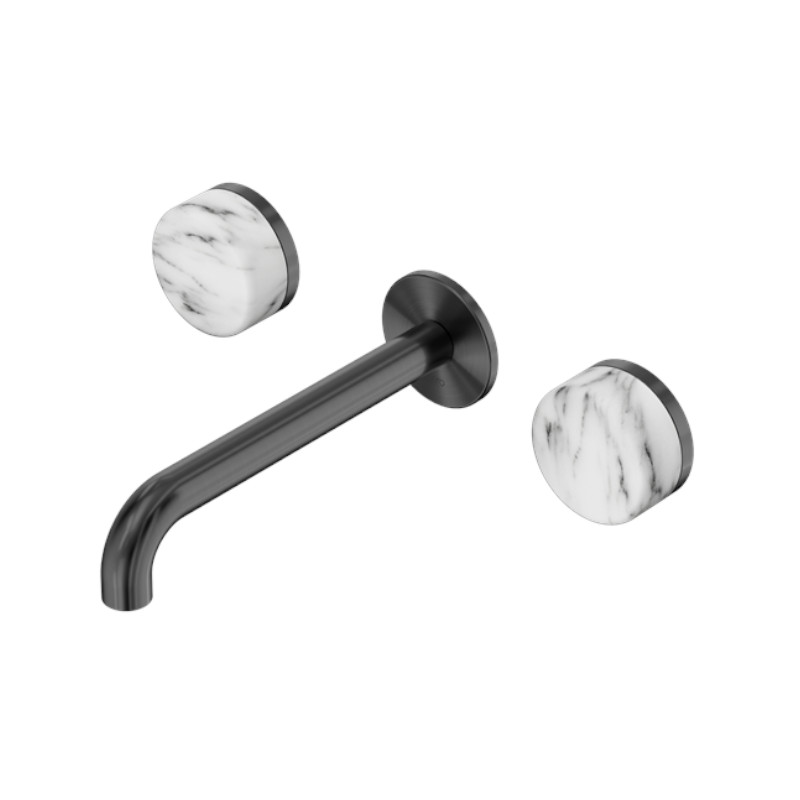 Nero Serenity Wall Basin Set 160mm Spout Arabescato Corchia Handle GM