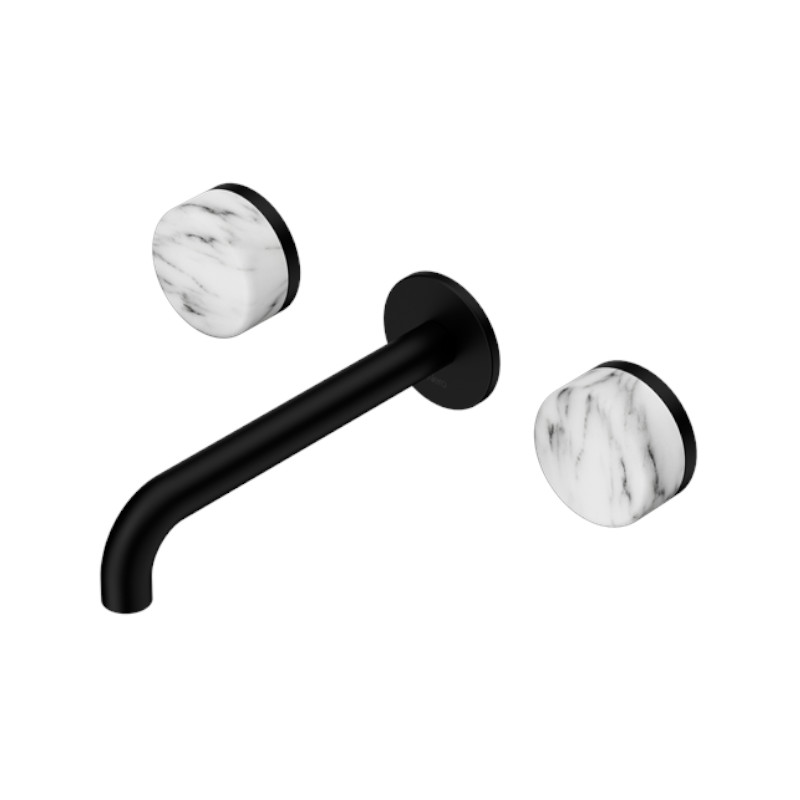 Nero Serenity Wall Basin Set 160mm Spout Arabescato Corchia Handle MB