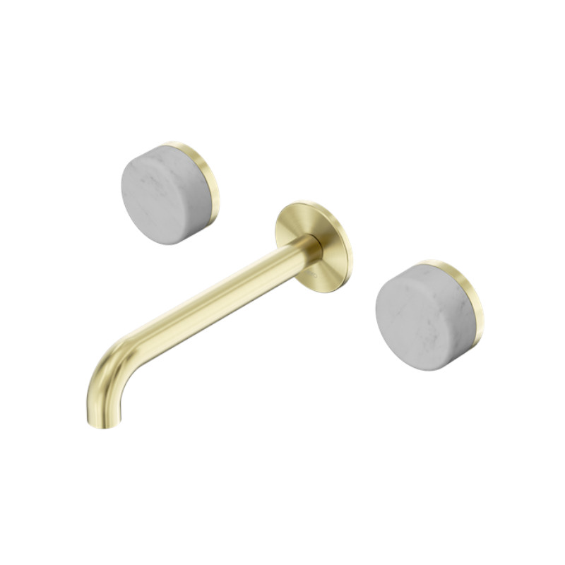 Nero Serenity Wall Basin Set 160mm Spout Carrara Handle BG
