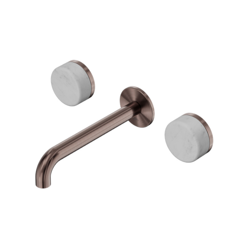 Nero Serenity Wall Basin Set 160mm Spout Carrara Handle BZ