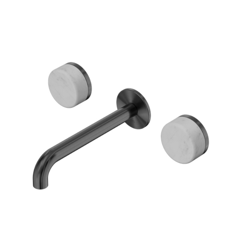 Nero Serenity Wall Basin Set 160mm Spout Carrara Handle GM