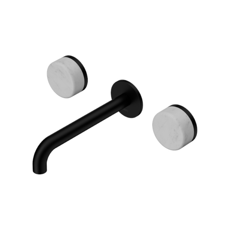 Nero Serenity Wall Basin Set 160mm Spout Carrara Handle MB