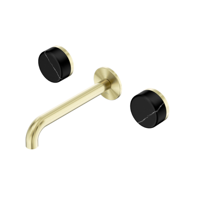 Nero Serenity Wall Basin Set 160mm Spout Marquina Black Handle BG