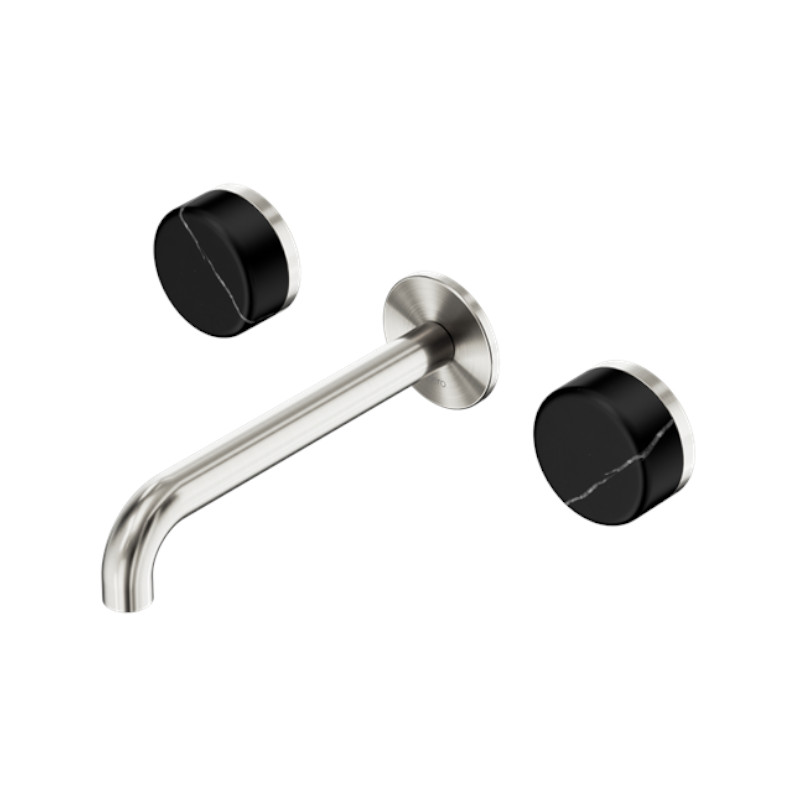 Nero Serenity Wall Basin Set 160mm Spout Marquina Black Handle BN