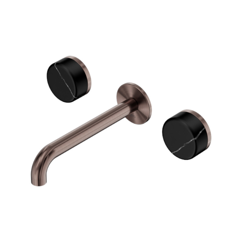 Nero Serenity Wall Basin Set 160mm Spout Marquina Black Handle BZ