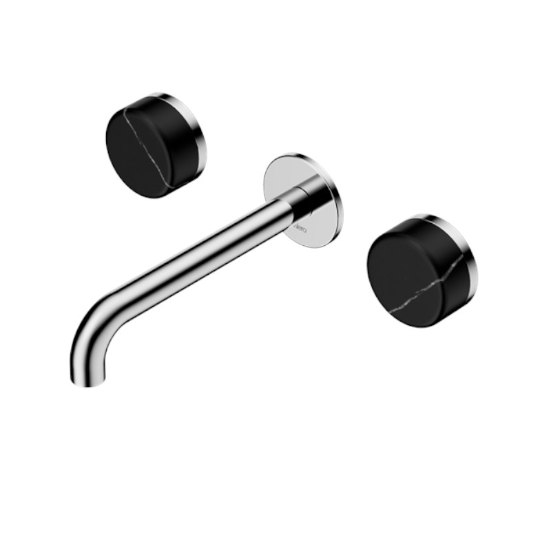 Nero Serenity Wall Basin Set 160mm Spout Marquina Black Handle CH