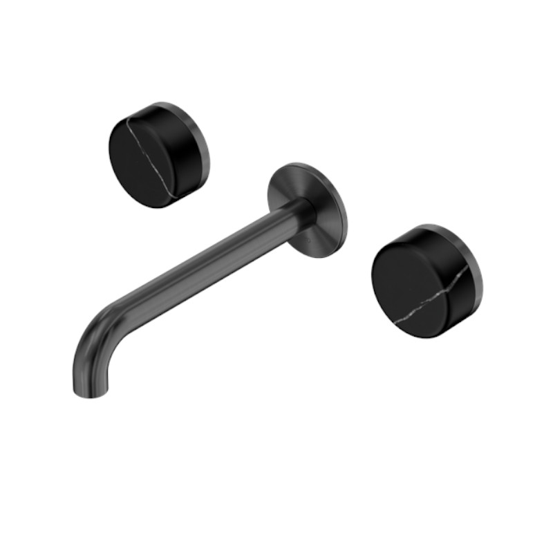 Nero Serenity Wall Basin Set 160mm Spout Marquina Black Handle GM
