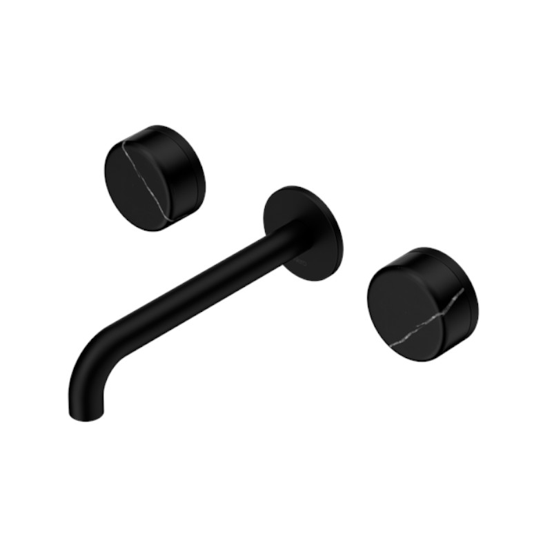 Nero Serenity Wall Basin Set 160mm Spout Marquina Black Handle MB