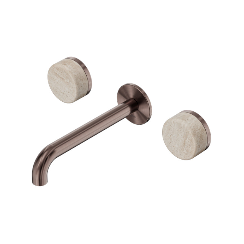 Nero Serenity Wall Basin Set 160mm Spout Rome Travertine Handle BZ