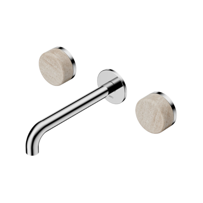 Nero Serenity Wall Basin Set 160mm Spout Rome Travertine Handle CH