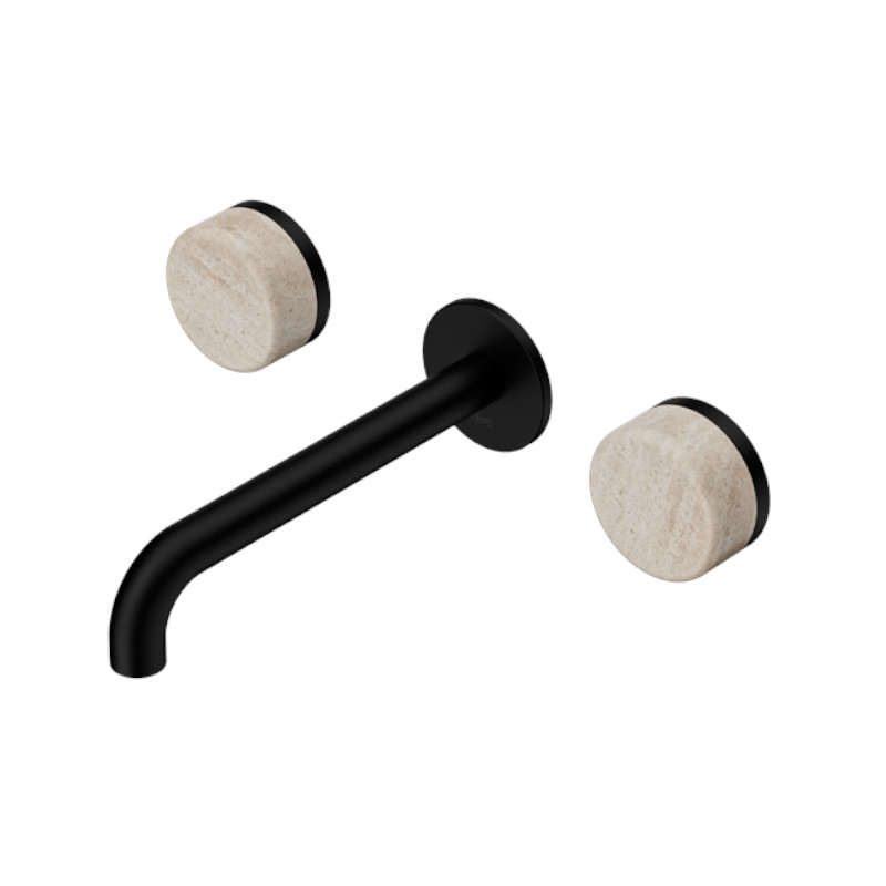 Nero Serenity Wall Basin Set 160mm Spout Rome Travertine Handle MB