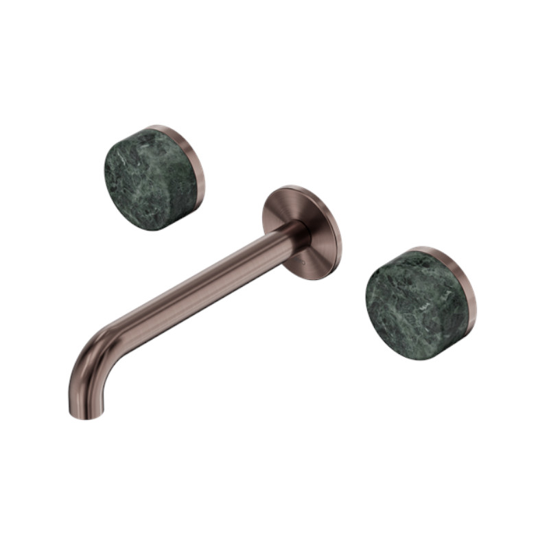 Nero Serenity Wall Basin Set 160mm Spout Verde Alpi Handle BZ