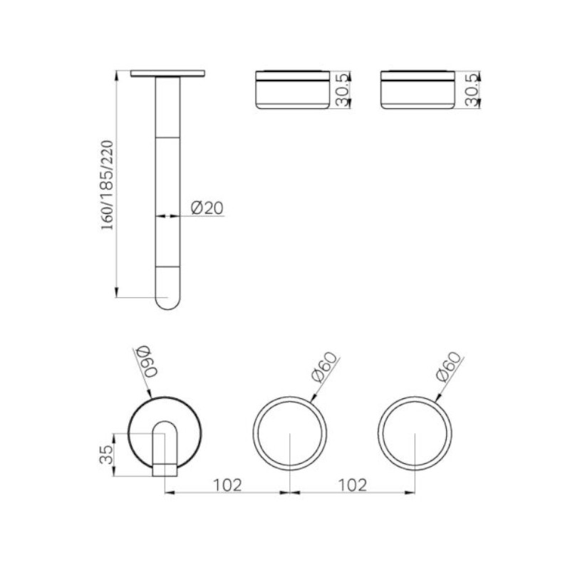 Nero Serenity Wall Basin Set 185mm Off-Set Verde Alpi Handle Trim Kit Only specs