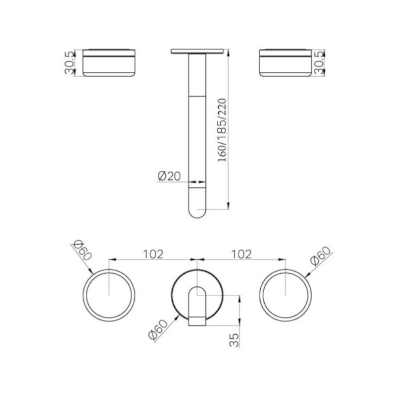 Nero Serenity Wall Basin Set 185mm Travertine Handle Trim Kit Only specs