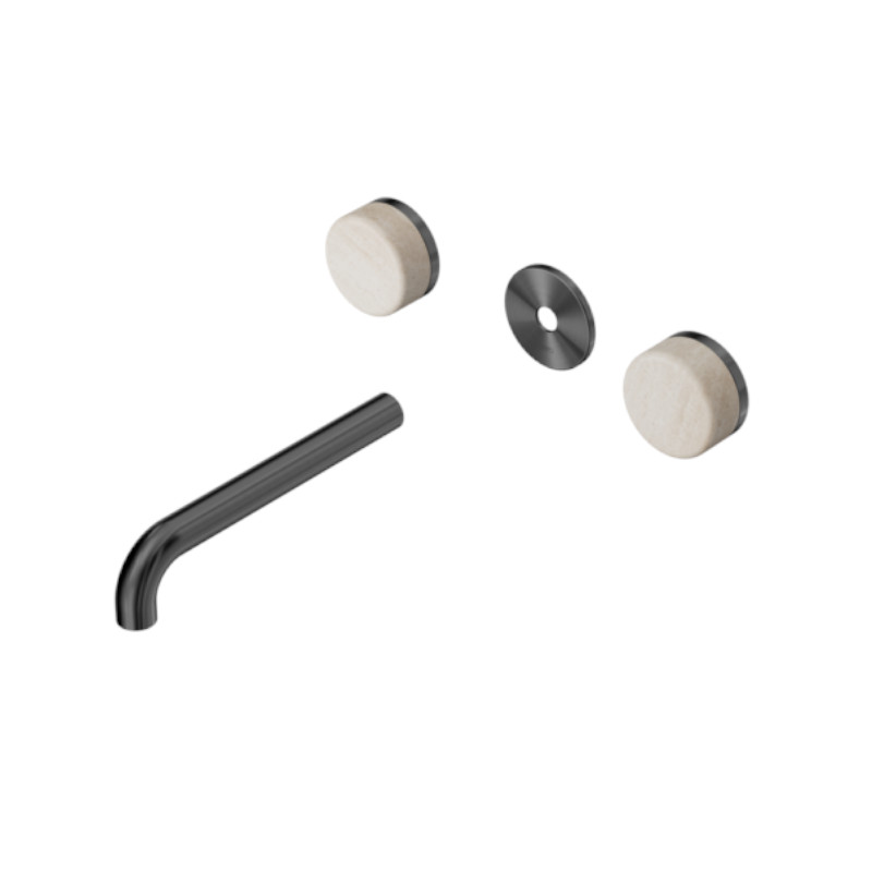 Nero Serenity Wall Basin Set 185mm Travertine Handle Trim Kit Only GM