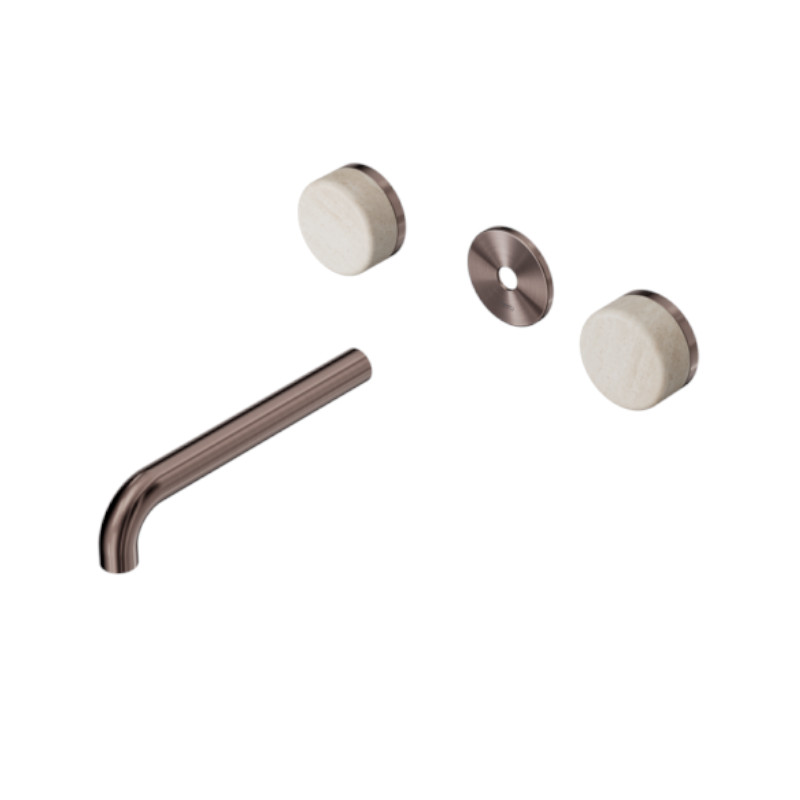 Nero Serenity Wall Basin Set 220mm Rome Travertine Handle Trim Kit Only BZ