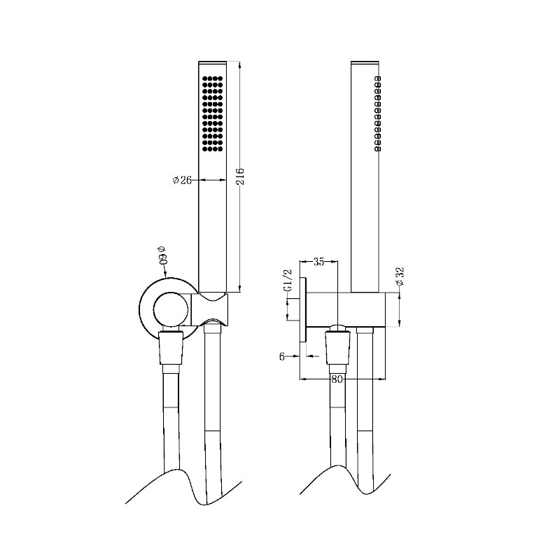 Nero Zen Shower On Bracket With Outdoor Shower Hose specs